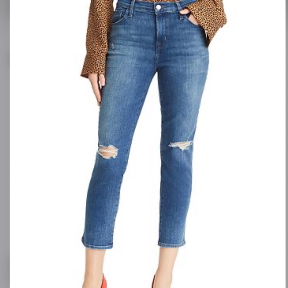 J Brand Ruby Catch Destruct high rise crop jeans